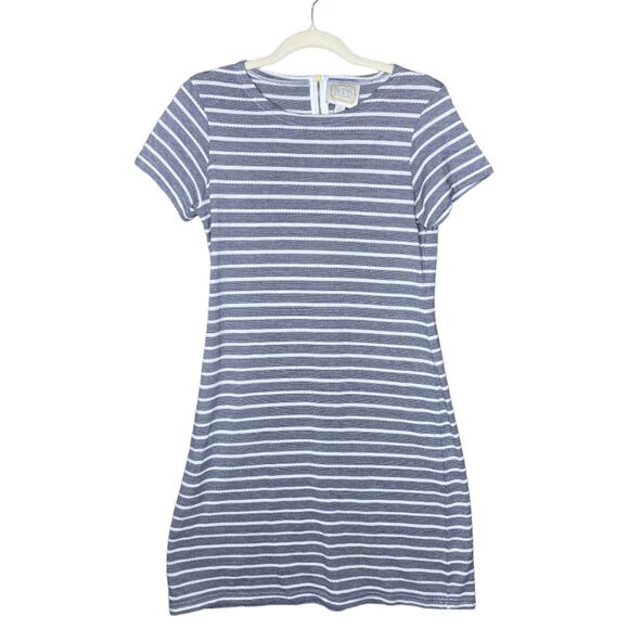 Sail to Sable Nautical Blue and White Stripped Mini Dress M - Picture 1 of 5